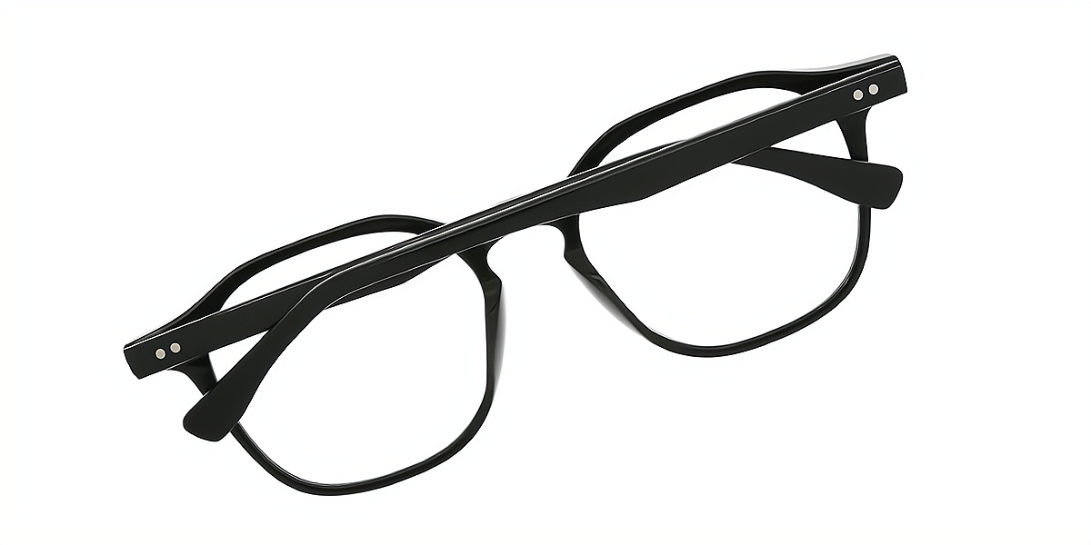 Black Geometric Chic Keyhole Bridge Acetate Eyeglasses