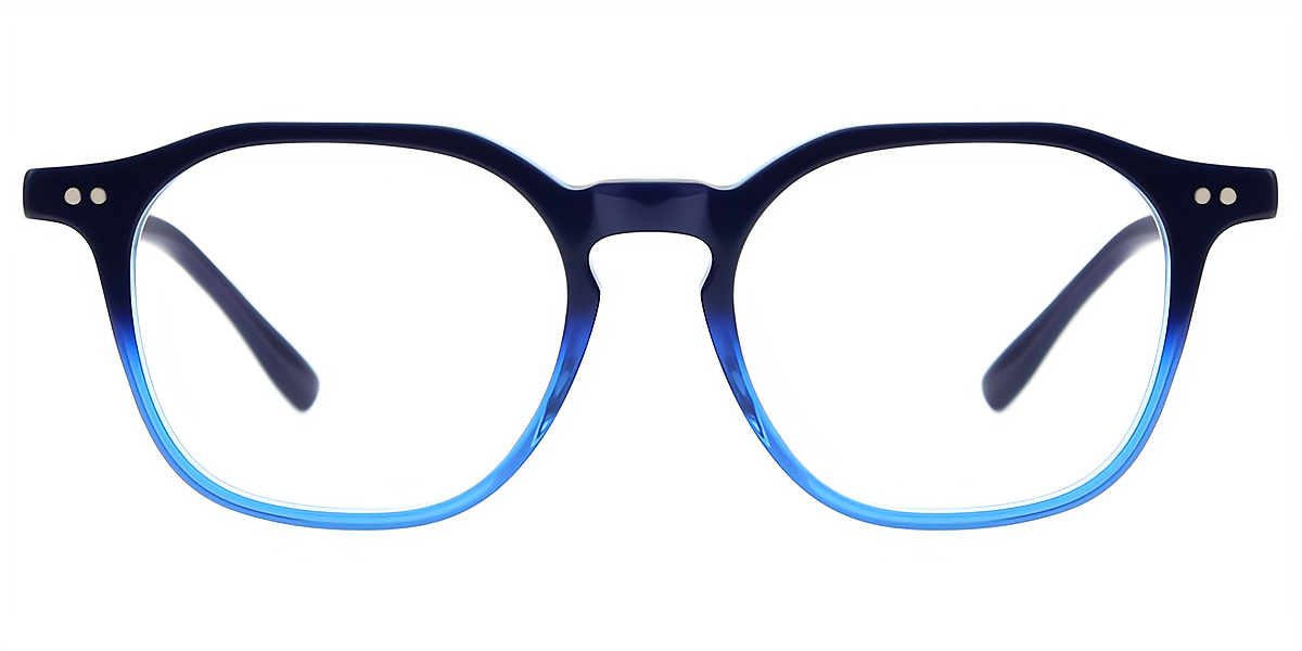 Black Blue Geometric Chic Keyhole Bridge Acetate Eyeglasses