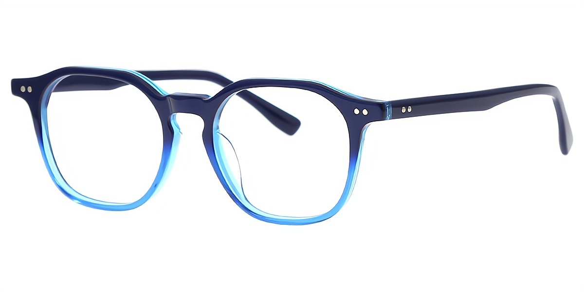 Black Blue Geometric Chic Keyhole Bridge Acetate Eyeglasses