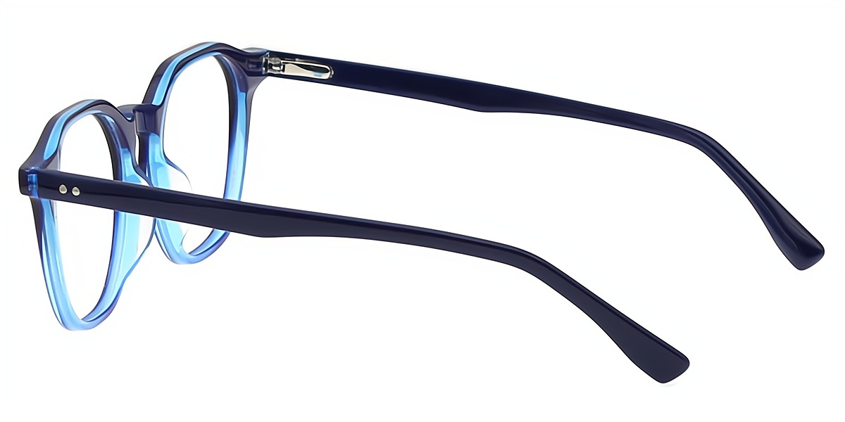 Black Blue Geometric Chic Keyhole Bridge Acetate Eyeglasses