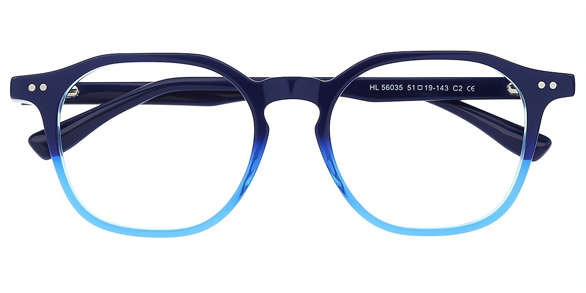 Black Blue Geometric Chic Keyhole Bridge Acetate Eyeglasses