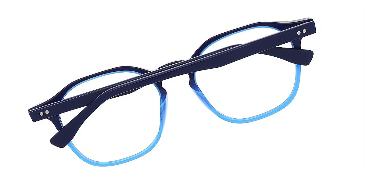 Black Blue Geometric Chic Keyhole Bridge Acetate Eyeglasses