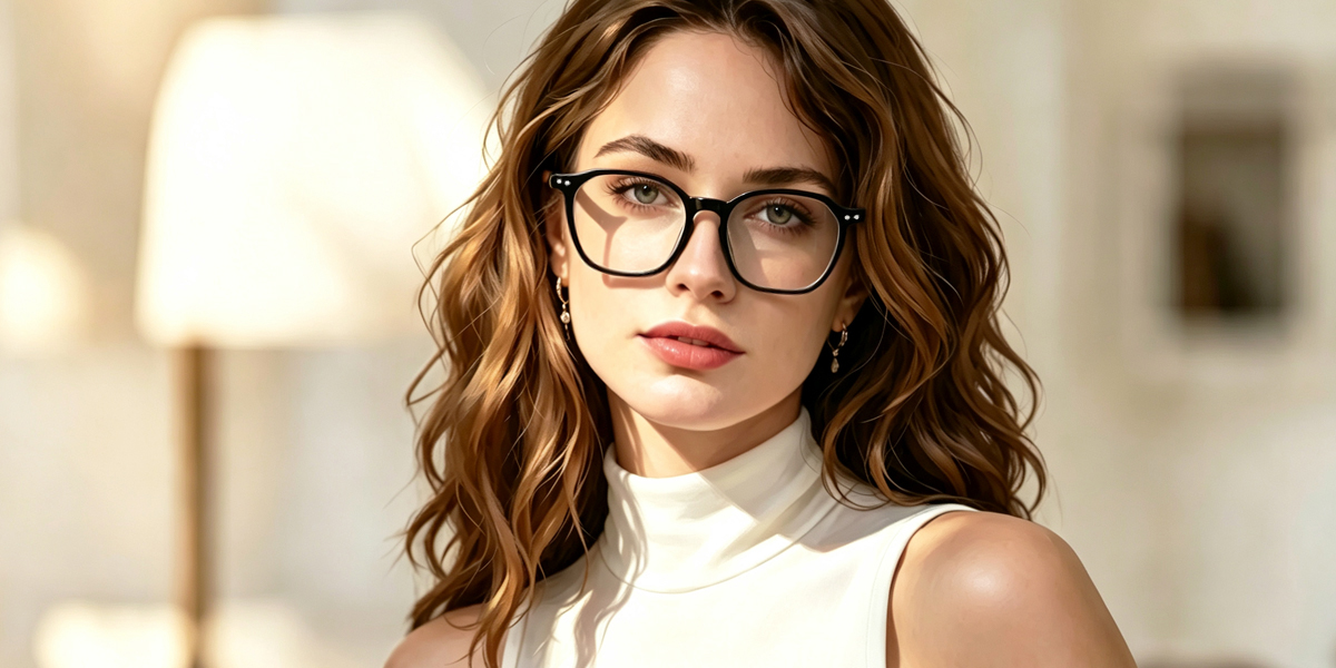 Black Geometric Chic Keyhole Bridge Acetate Eyeglasses