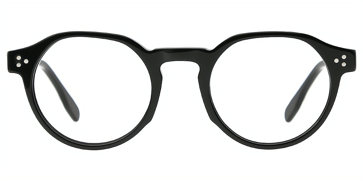 Black Oval Elaborate Acetate Eyeglasses