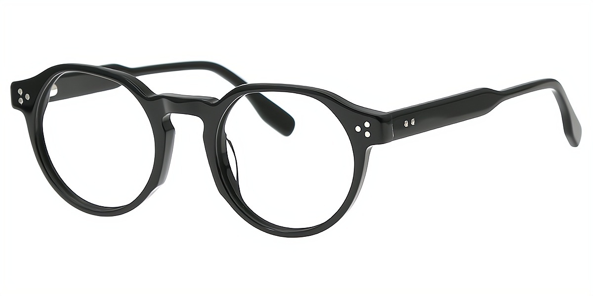 Black Oval Elaborate Acetate Eyeglasses