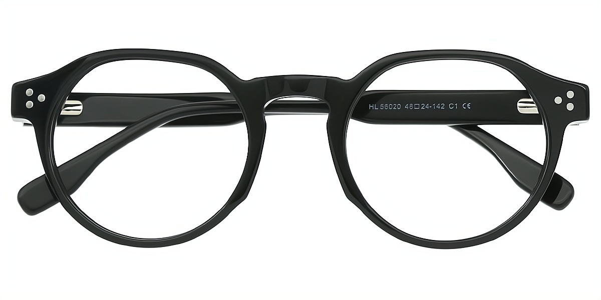 Black Oval Elaborate Acetate Eyeglasses