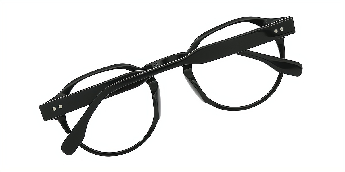 Black Oval Elaborate Acetate Eyeglasses