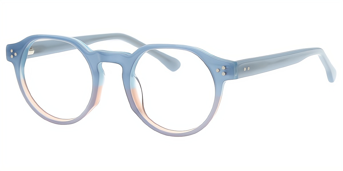 Blue Pink Oval Elaborate Acetate Eyeglasses