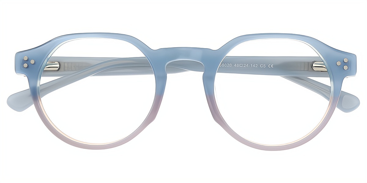 Blue Pink Oval Elaborate Acetate Eyeglasses