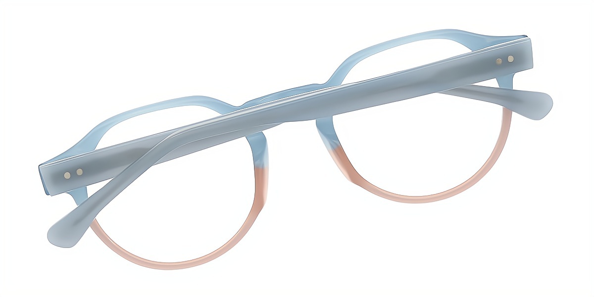 Blue Pink Oval Elaborate Acetate Eyeglasses