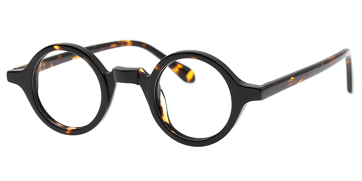 Tortoise Round Retro Acetate Eyeglasses