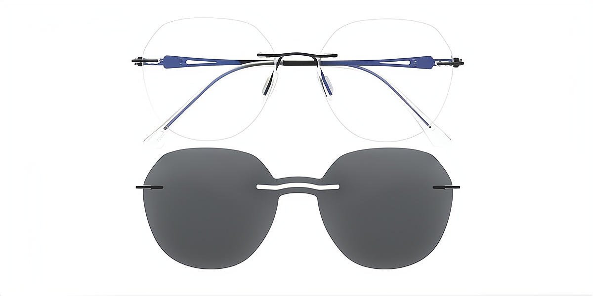 Black Geometric Elegant Sun-clip Metal Eyeglasses
