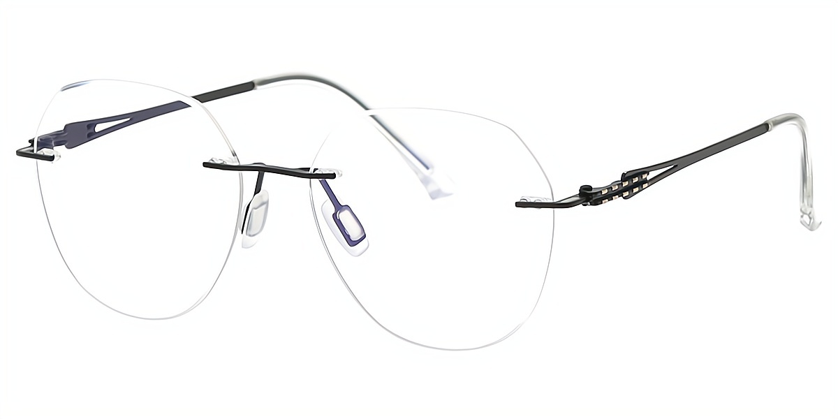 Black Geometric Elegant Sun-clip Metal Eyeglasses