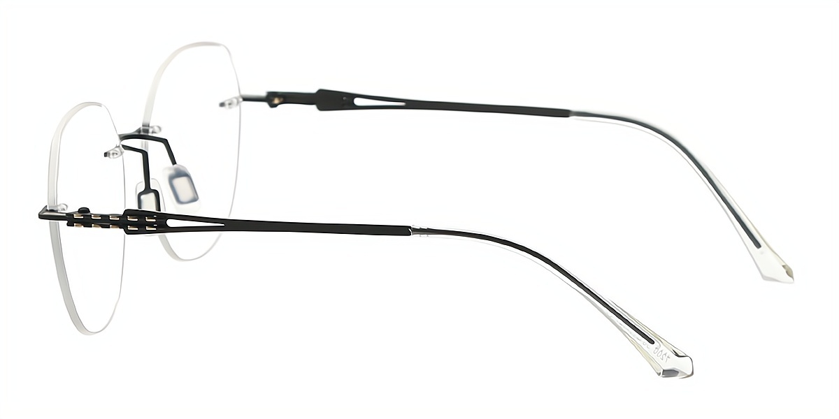 Black Geometric Elegant Sun-clip Metal Eyeglasses