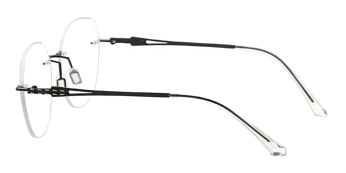 Black Geometric Elegant Sun-clip Metal Eyeglasses