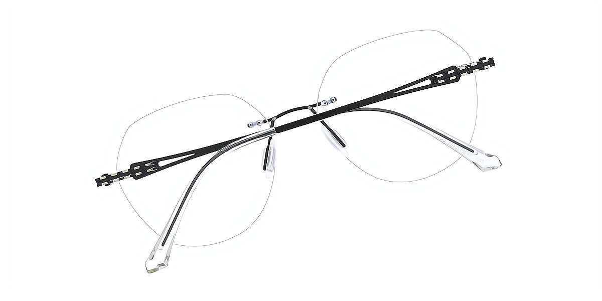 Black Geometric Elegant Sun-clip Metal Eyeglasses