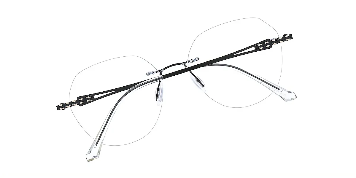 Black Geometric Elegant Sun-clip Metal Eyeglasses