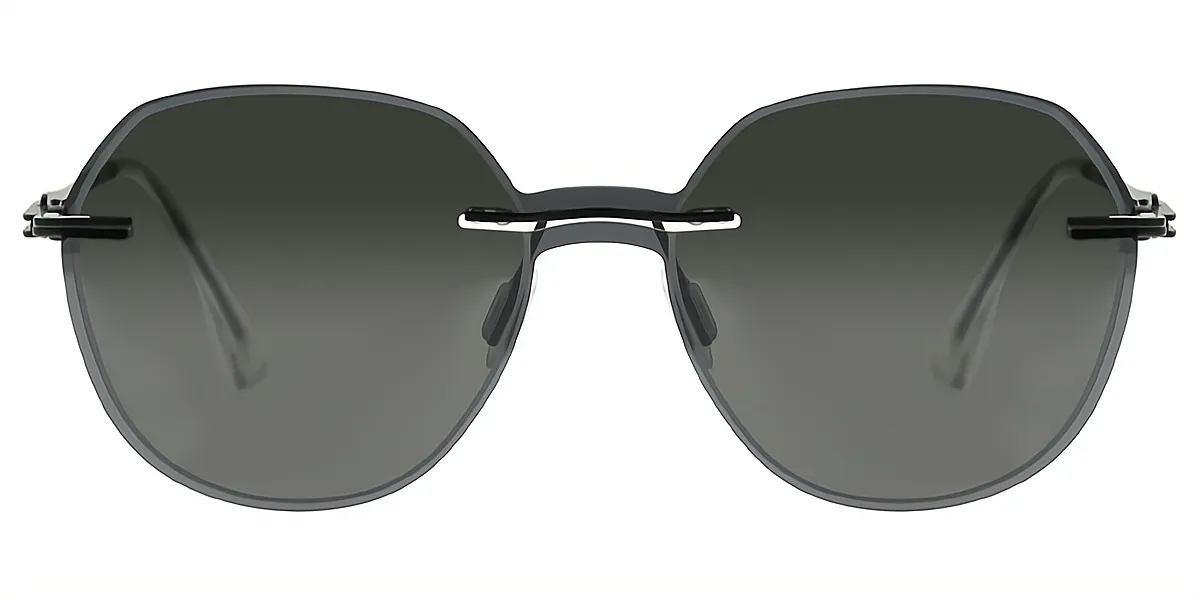 Black Geometric Elegant Sun-clip Metal Eyeglasses