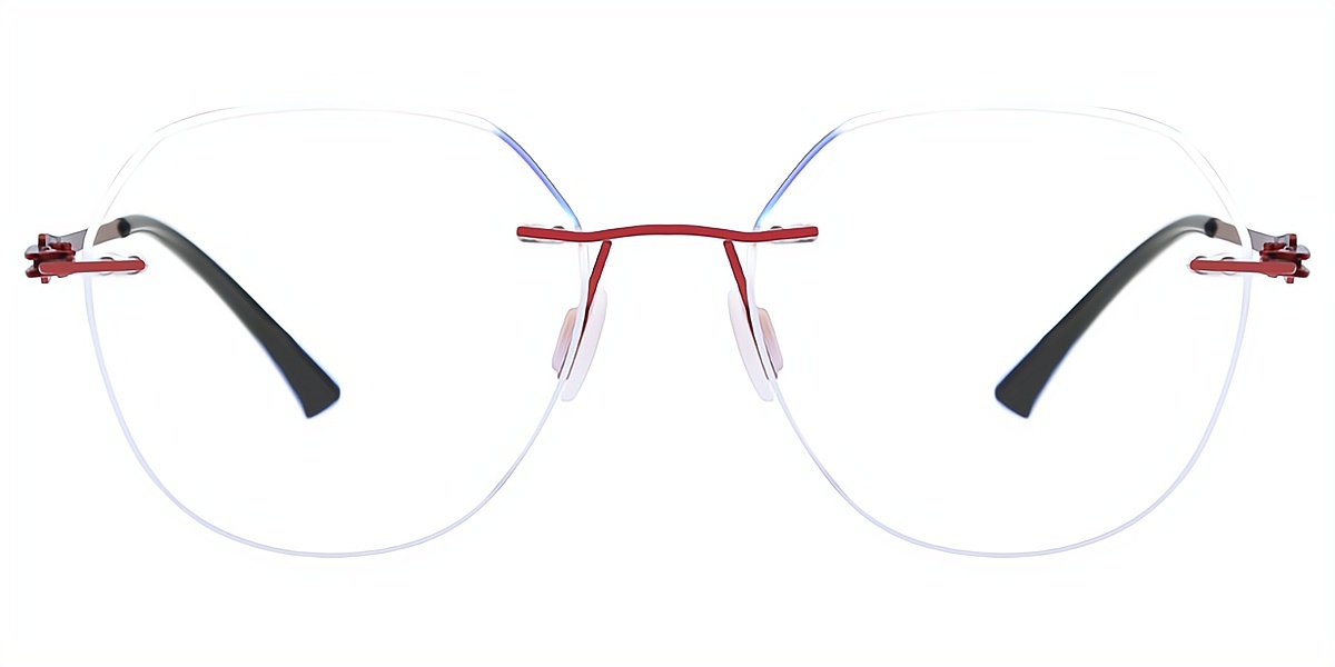 Red Geometric Elegant Sun-clip Metal Eyeglasses