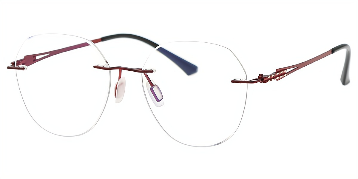 Red Geometric Elegant Sun-clip Metal Eyeglasses