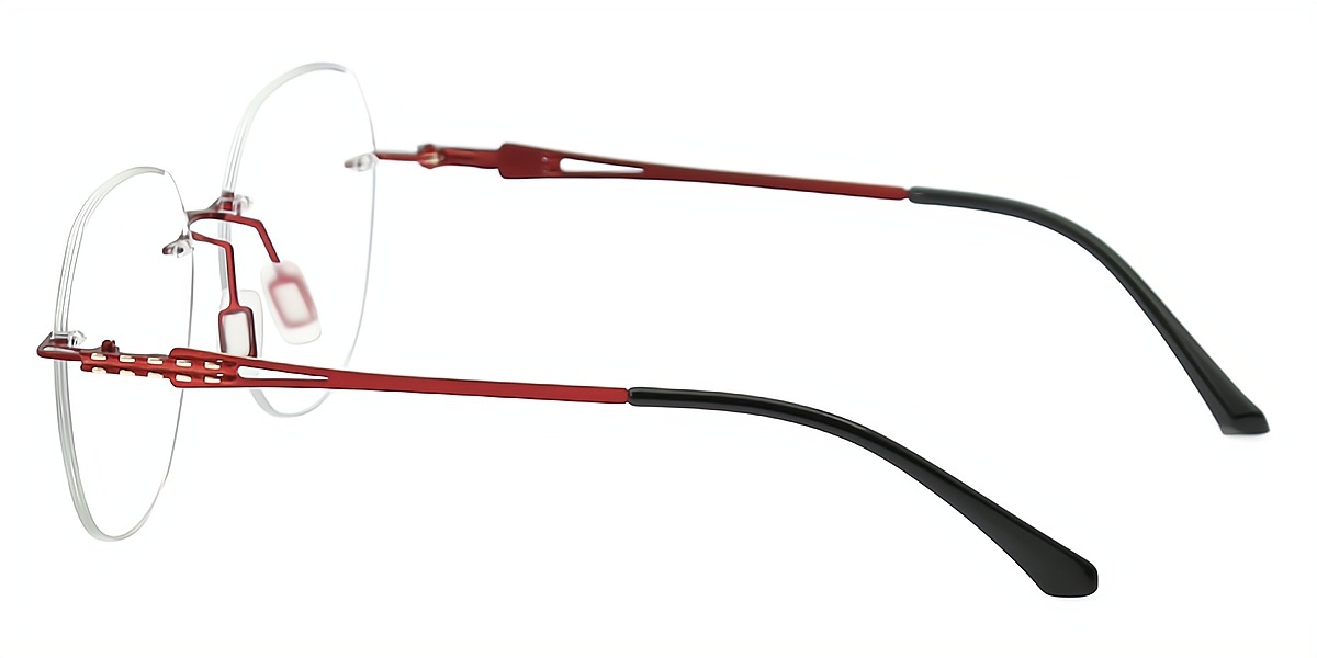 Red Geometric Elegant Sun-clip Metal Eyeglasses