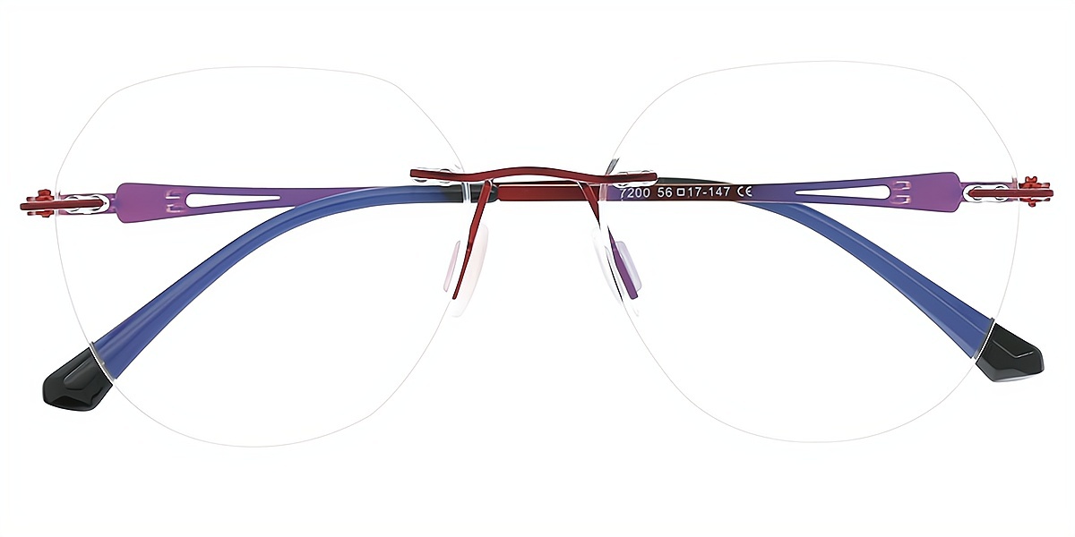 Red Geometric Elegant Sun-clip Metal Eyeglasses