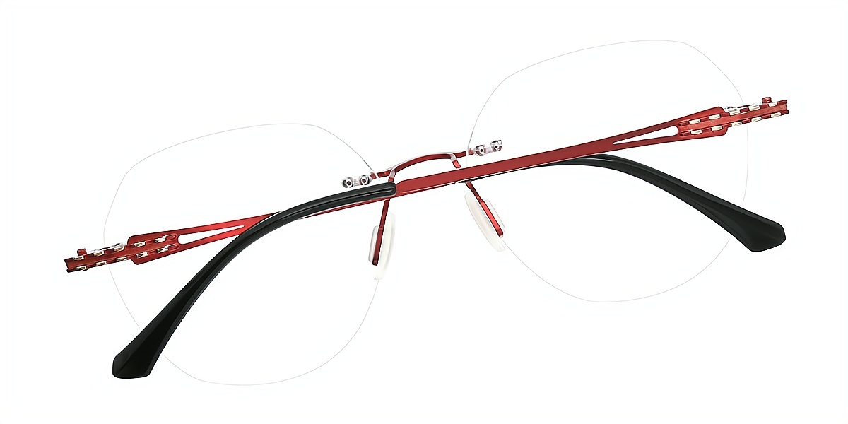 Red Geometric Elegant Sun-clip Metal Eyeglasses