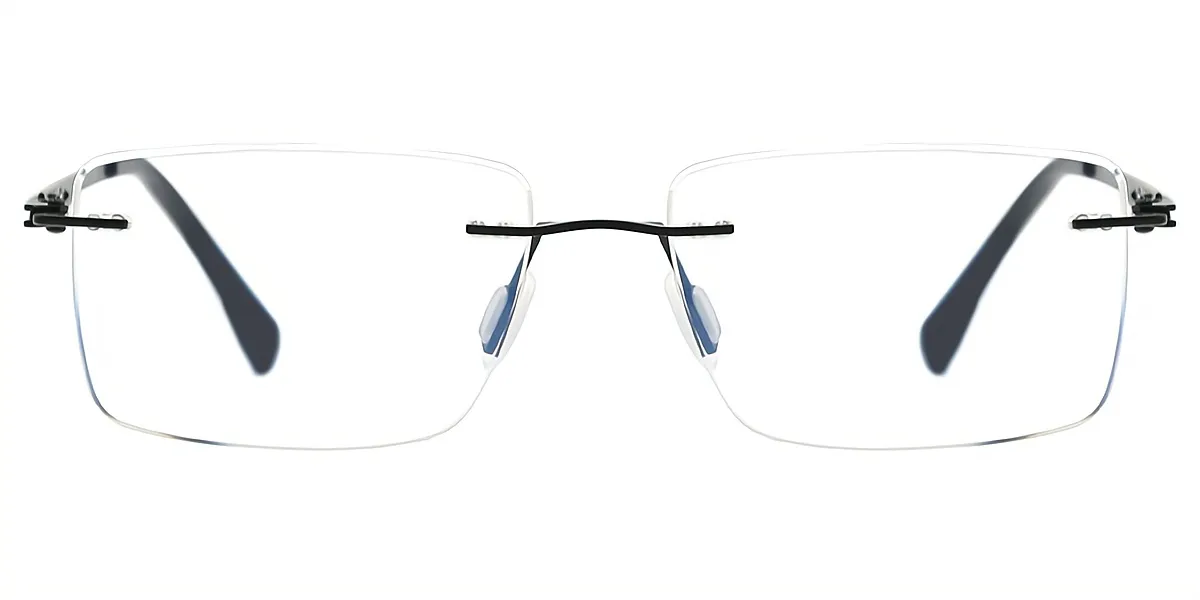 Black Rectangle Classic Sun-clip Metal Eyeglasses