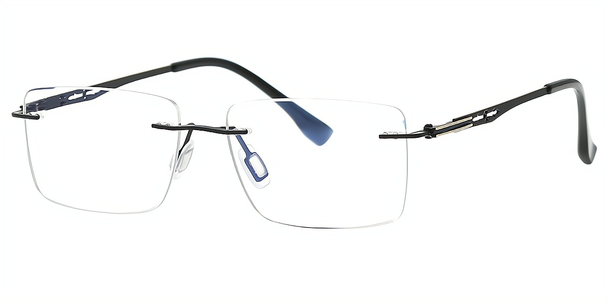 Black Rectangle Classic Sun-clip Metal Eyeglasses