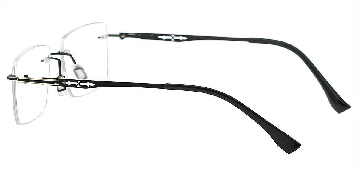 Black Rectangle Classic Sun-clip Metal Eyeglasses