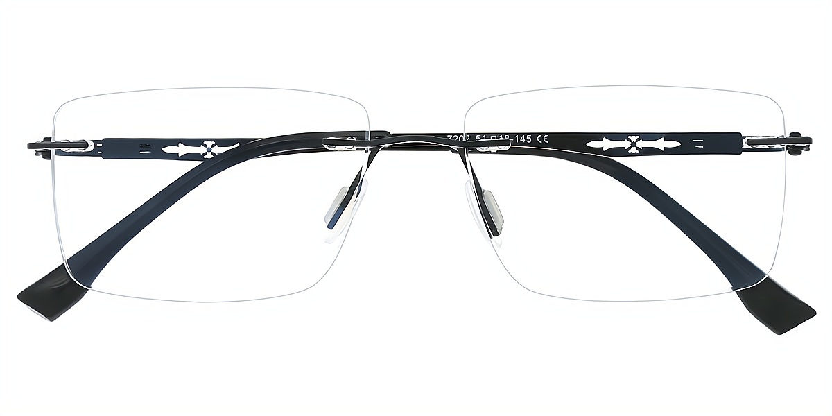 Black Rectangle Classic Sun-clip Metal Eyeglasses