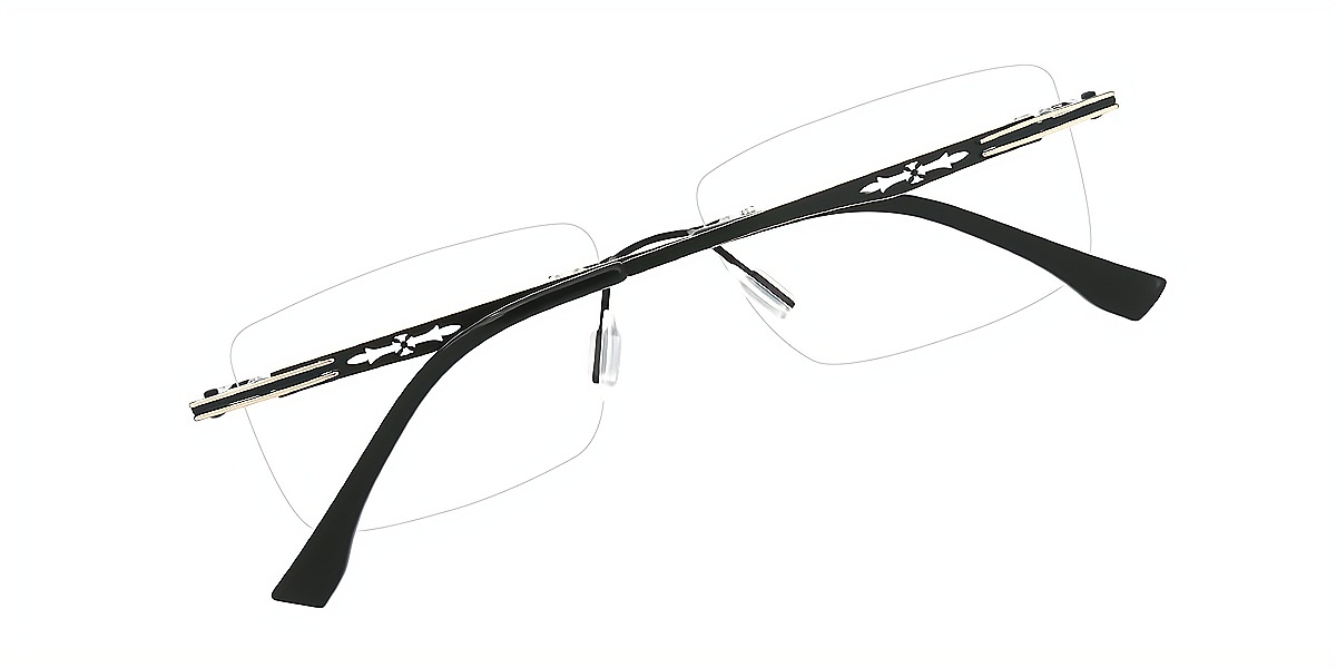 Black Rectangle Classic Sun-clip Metal Eyeglasses