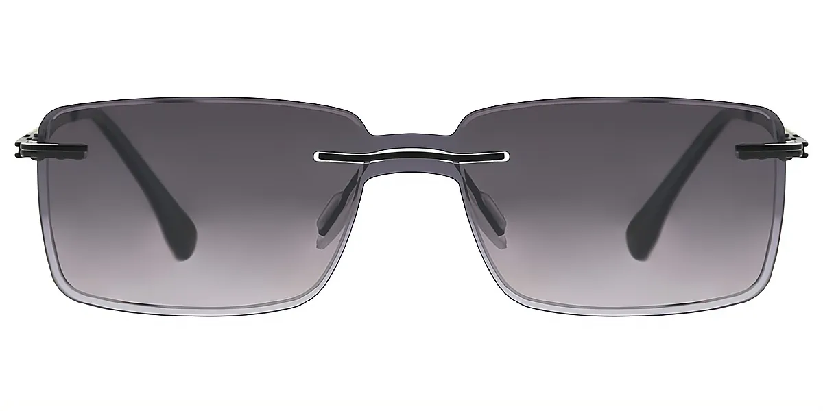 Black Rectangle Classic Sun-clip Metal Eyeglasses