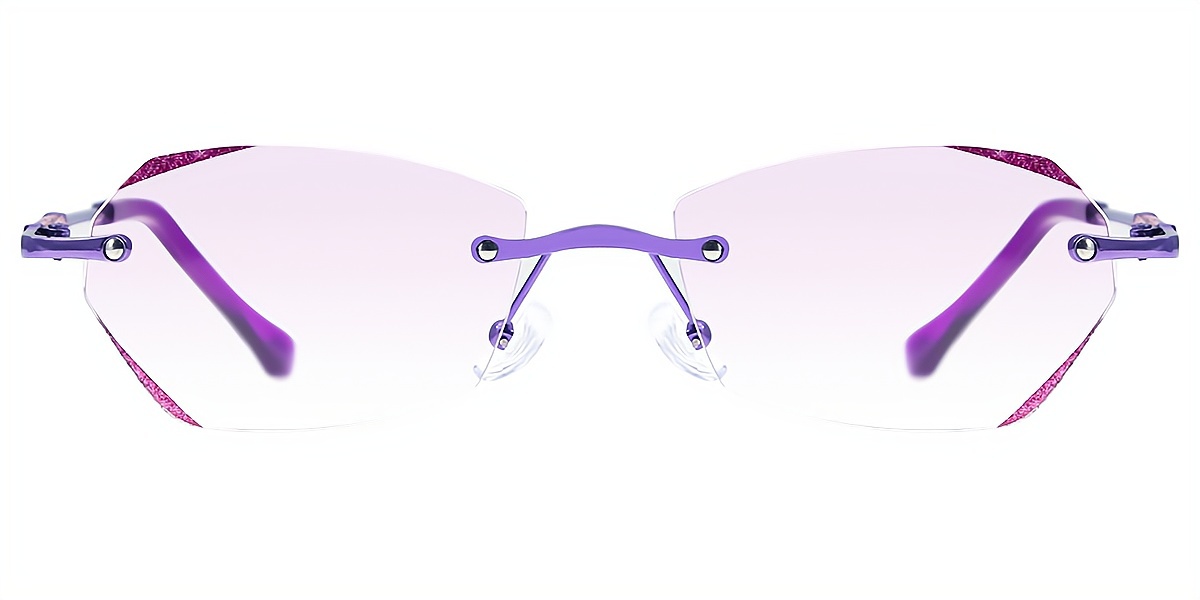 Purple Geometric Refined Mixed Materials Eyeglasses