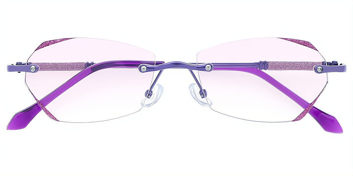 Purple Geometric Refined Mixed Materials Eyeglasses