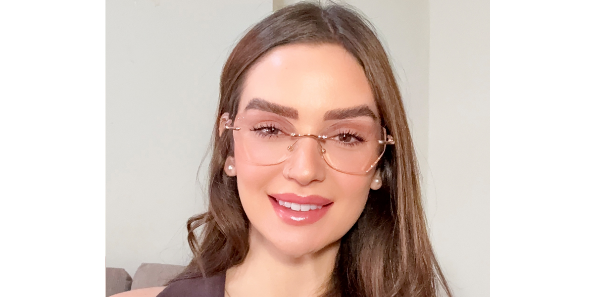 Gold Pink Geometric Elaborate Mixed Materials Eyeglasses