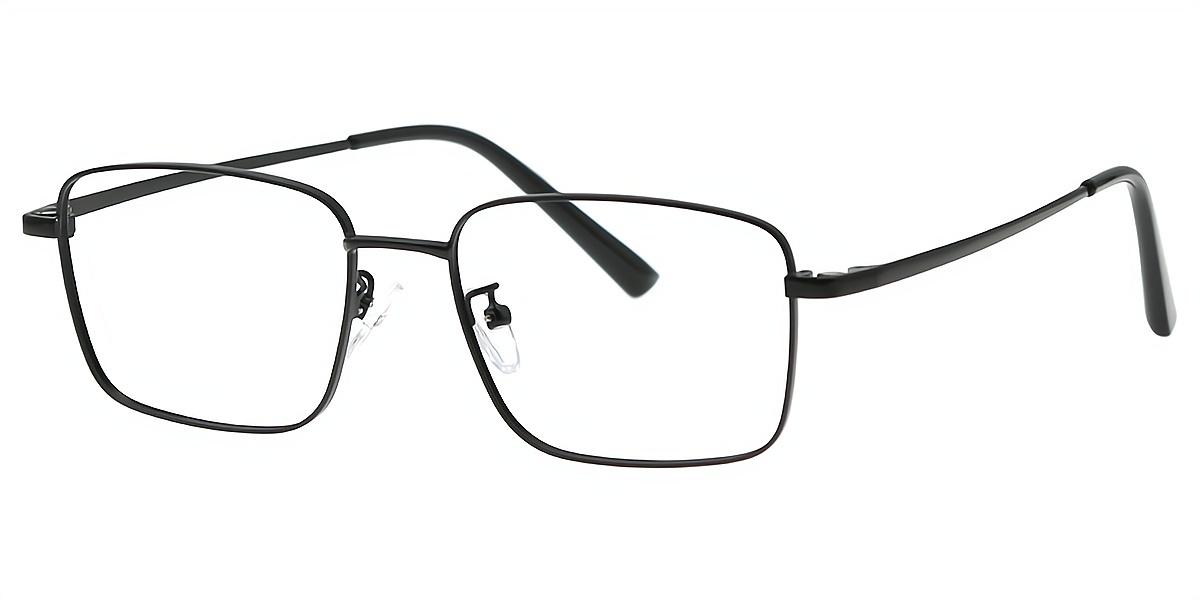 Black Aviator Classic Sun-clip Metal Eyeglasses