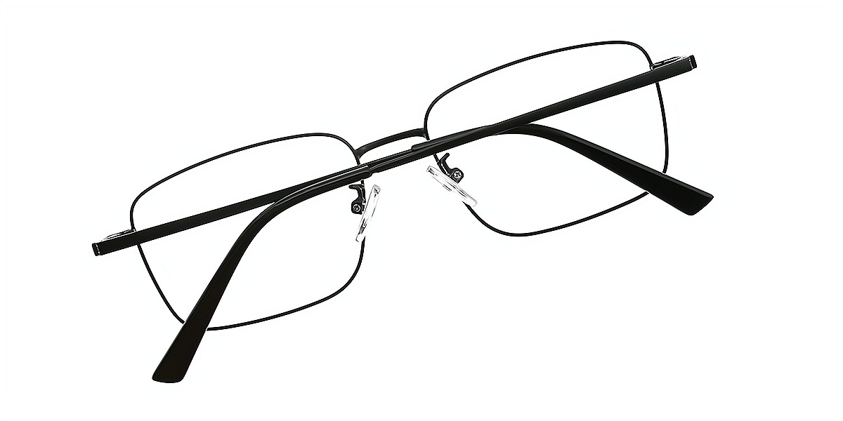 Black Aviator Classic Sun-clip Metal Eyeglasses