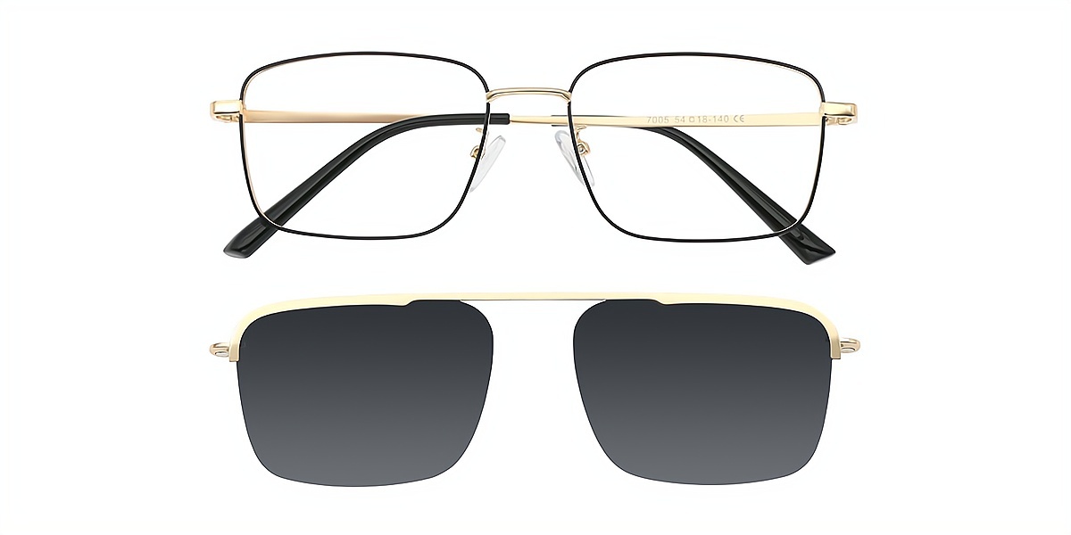 Golden Aviator Classic Sun-clip Metal Eyeglasses