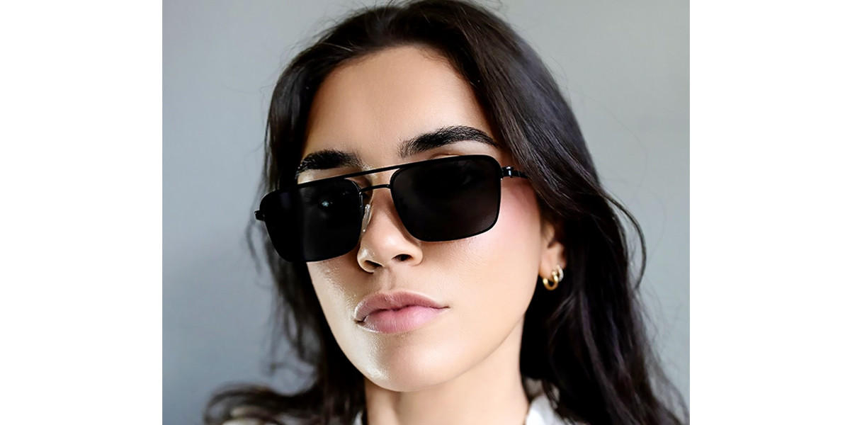 Black Aviator Classic Sun-clip Metal Eyeglasses