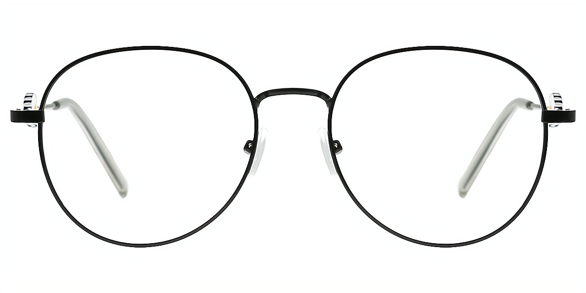 Black Oval Simple Metal Eyeglasses