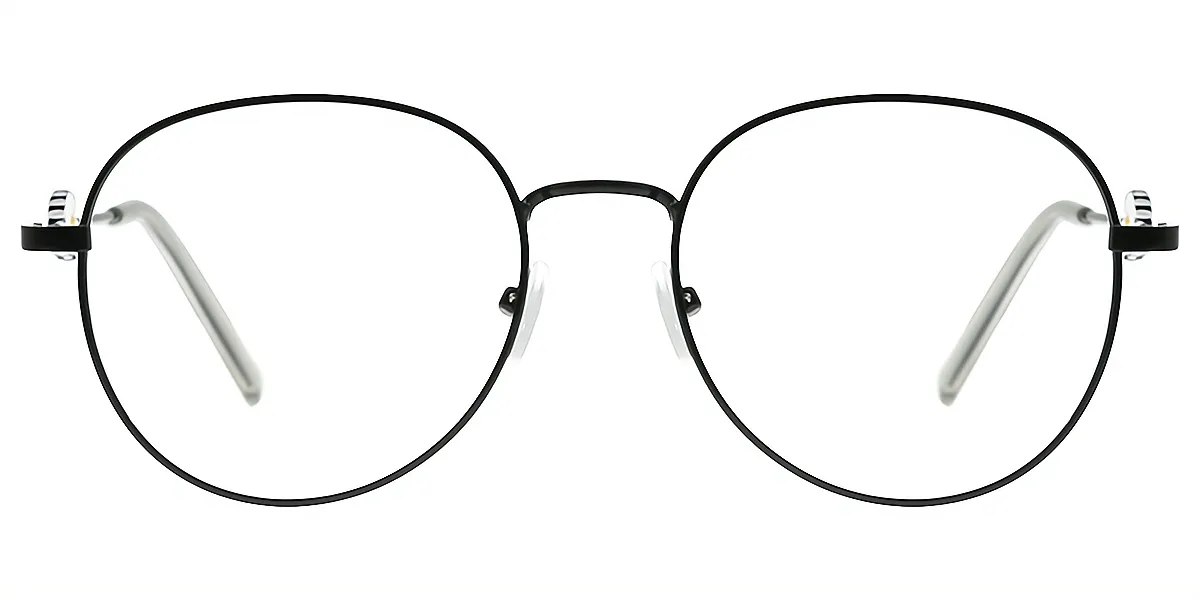 Black Oval Simple Metal Eyeglasses