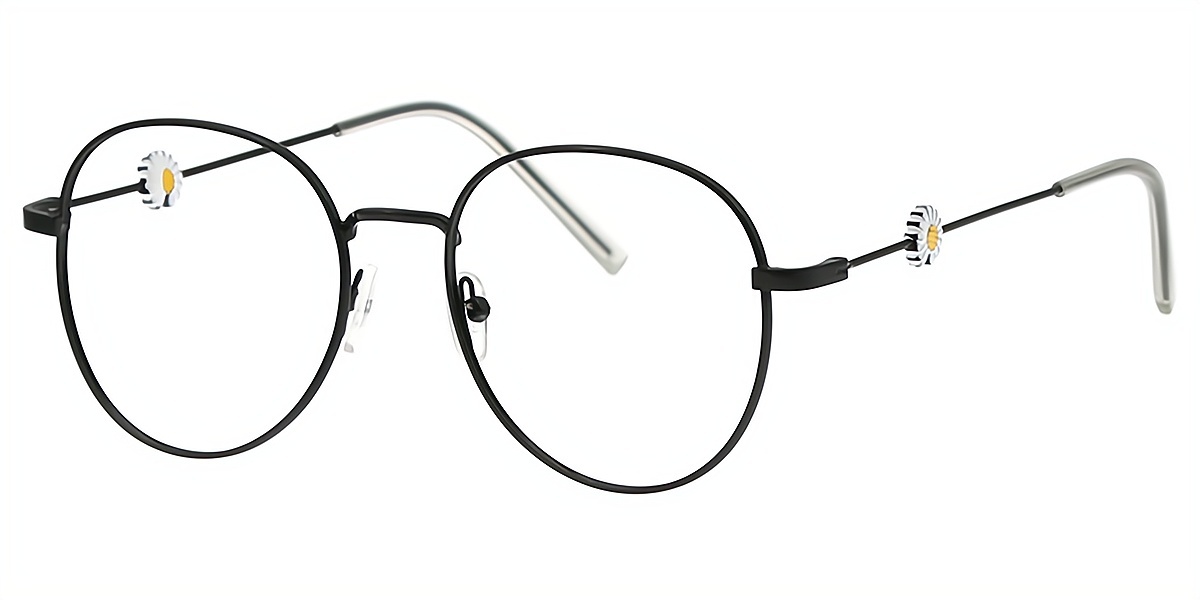 Black Oval Simple Metal Eyeglasses