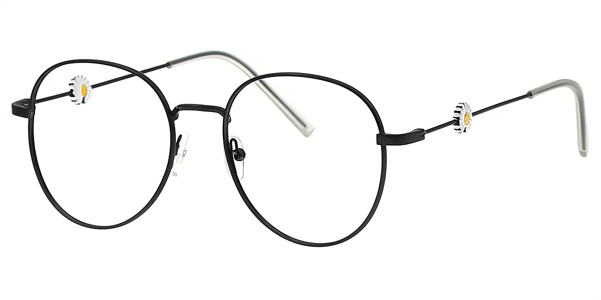 Black Oval Simple Metal Eyeglasses