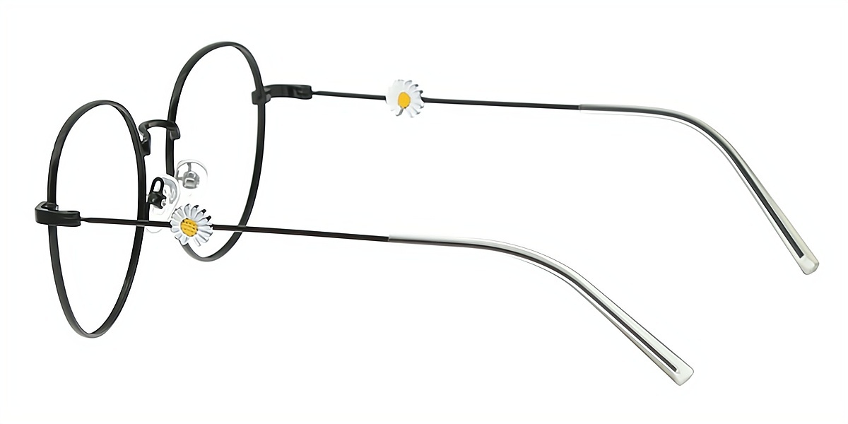 Black Oval Simple Metal Eyeglasses
