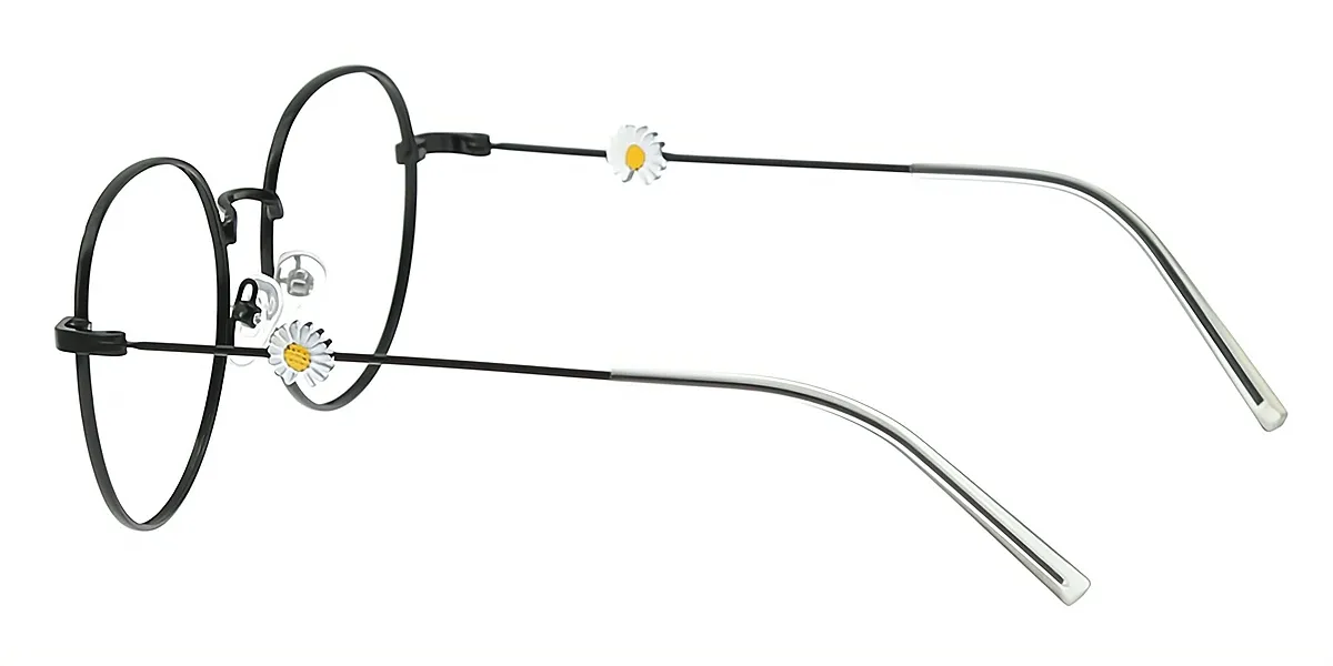 Black Oval Simple Metal Eyeglasses