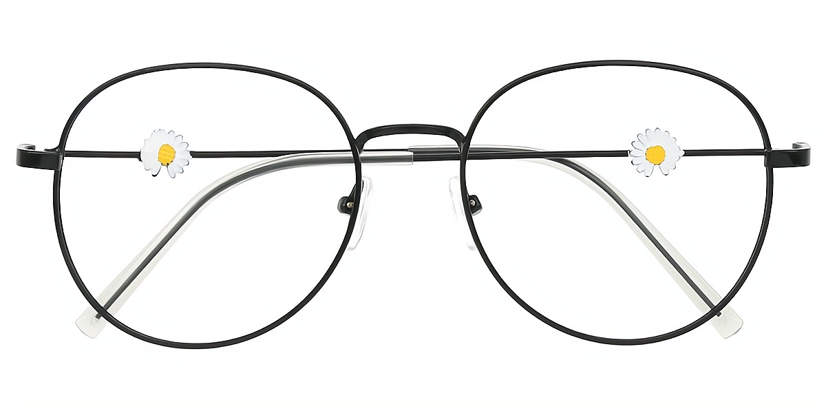 Black Oval Simple Metal Eyeglasses