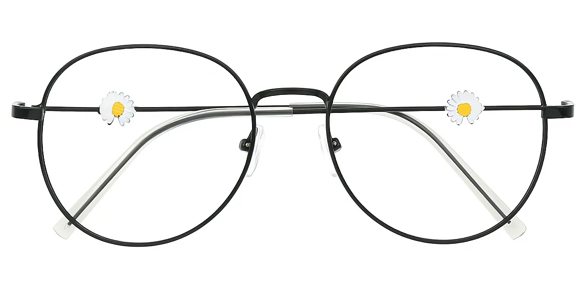 Black Oval Simple Metal Eyeglasses
