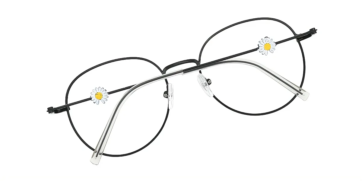 Black Oval Simple Metal Eyeglasses
