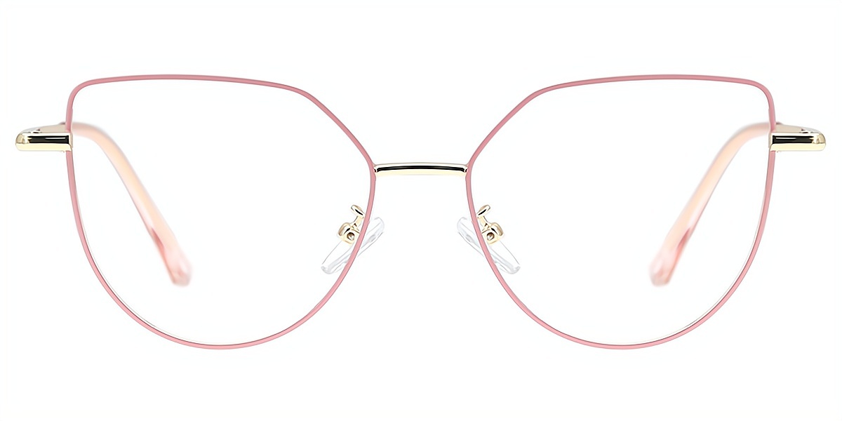 Pink Butterfly Elegant Sun-clip Metal Eyeglasses